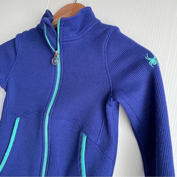 Spyder endure full zip blue kids light weight jacket size small 7/8 - Picture 2 of 8